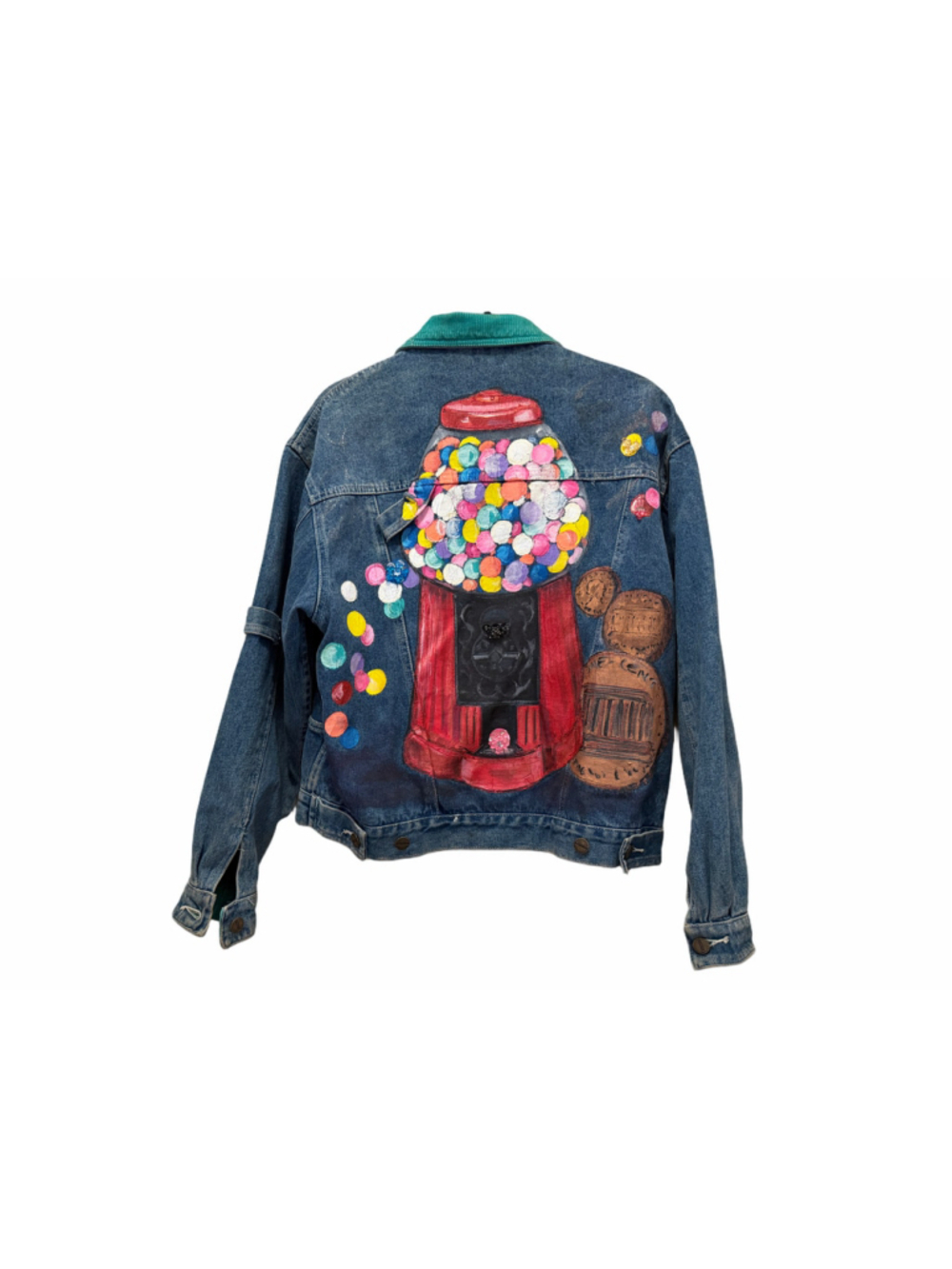 Vintage Forenza Women’s S Hand Painted Gumball Machine Denim Jacket Embellished